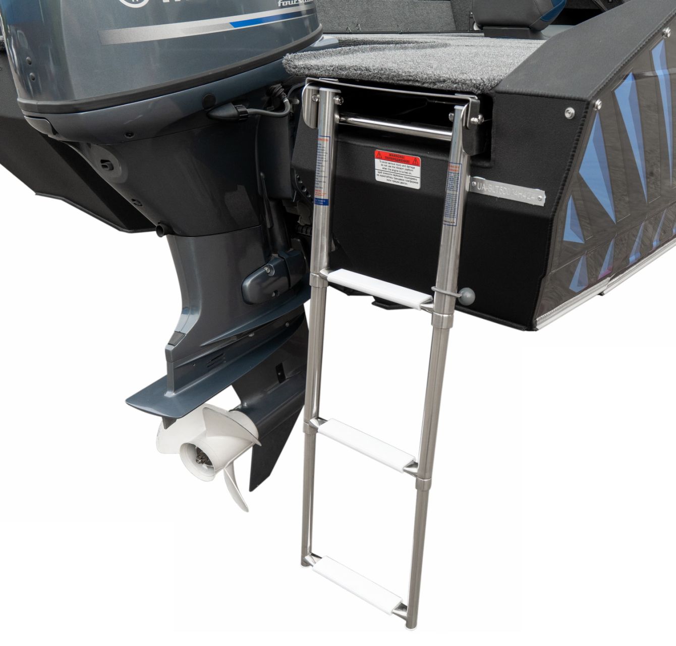 3 lépcsős teleszkópos létra csónak tükörre szerelve