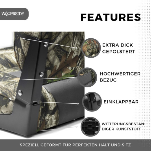 Luxusné sedadlo s vysokým operadlom Camo Charcoal - camo loď pre rybára