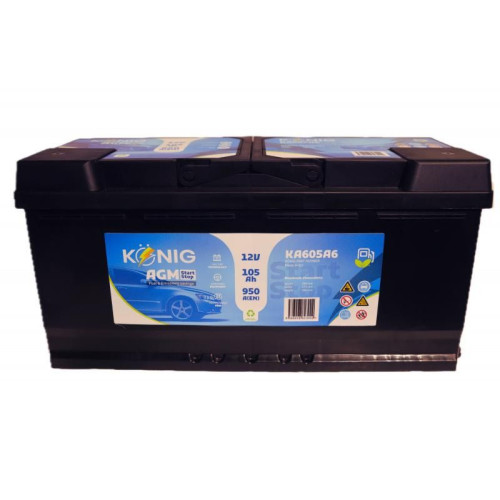 Horgász csónak Akumulátor KONIG AGM KA 605A5 12V 105Ah 950A ER450